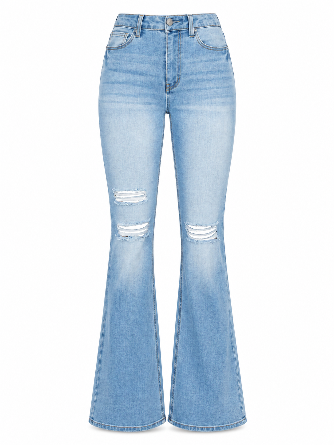 Ripped Flare Leg Jeans