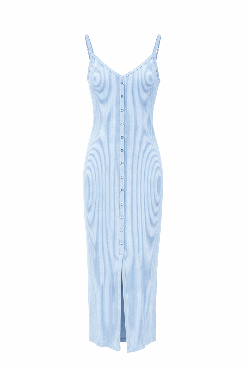 Ribbed Button Tank Midi Dress