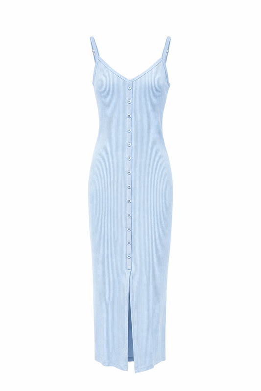 Ribbed Button Tank Midi Dress