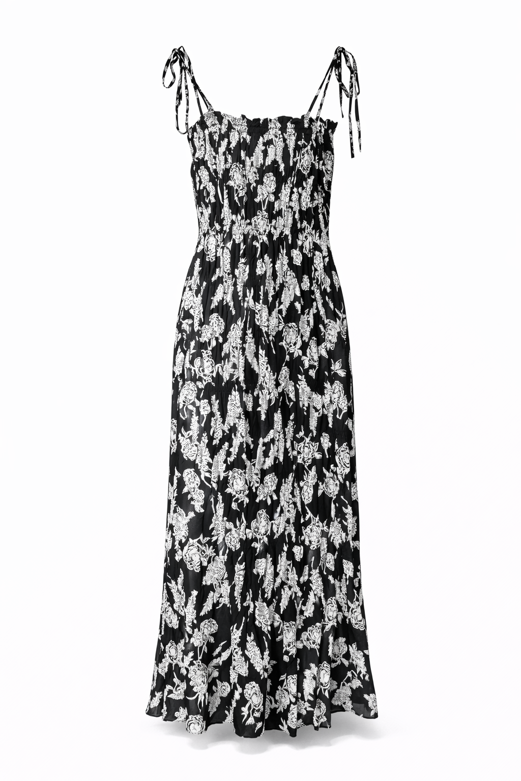 Floral Scrunch Tie Strap Midi Dress