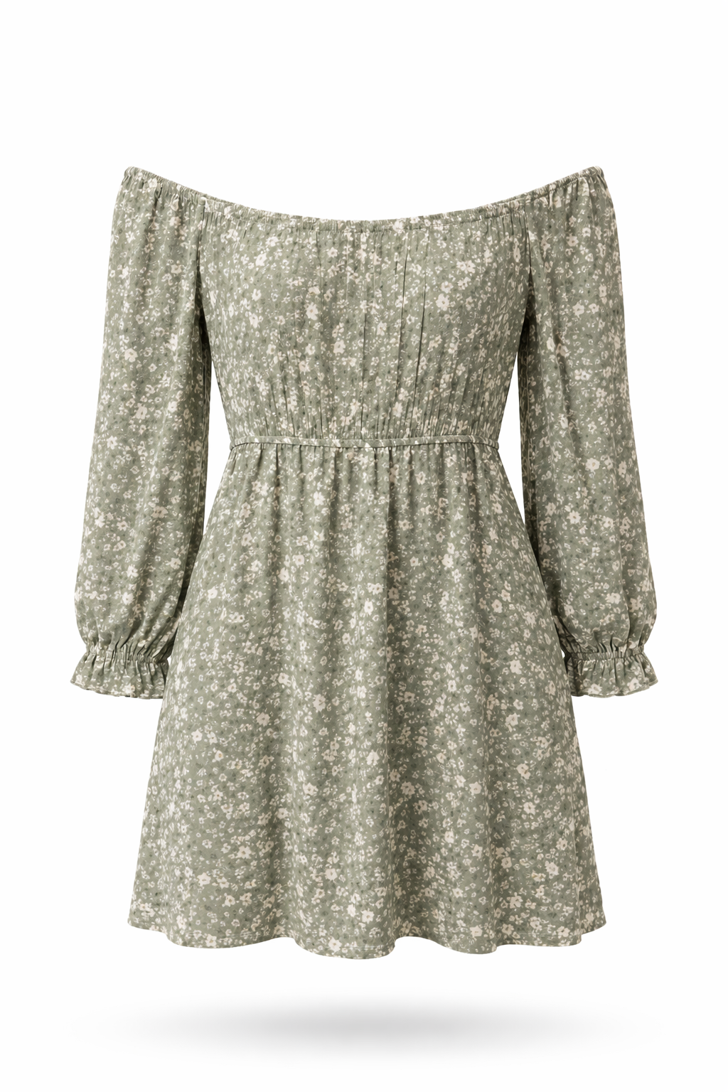 Sage Flower Crepe Dress