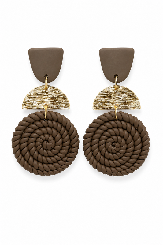 Brown Rope Swirl Earrings