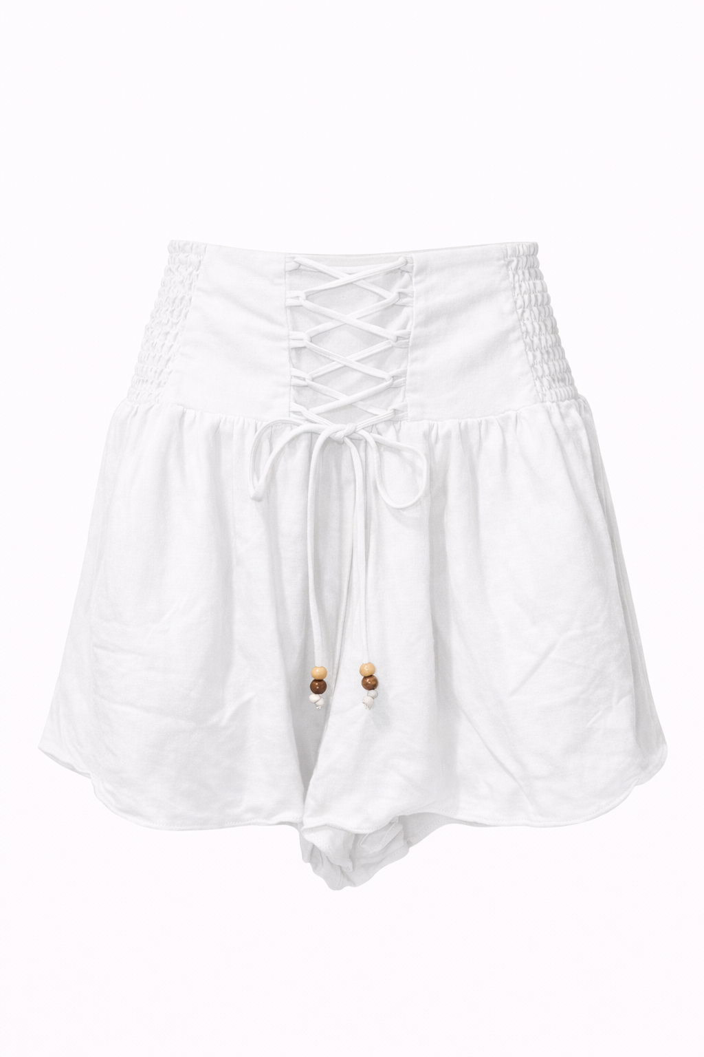 Lace Up Linen Scrunch Shorts