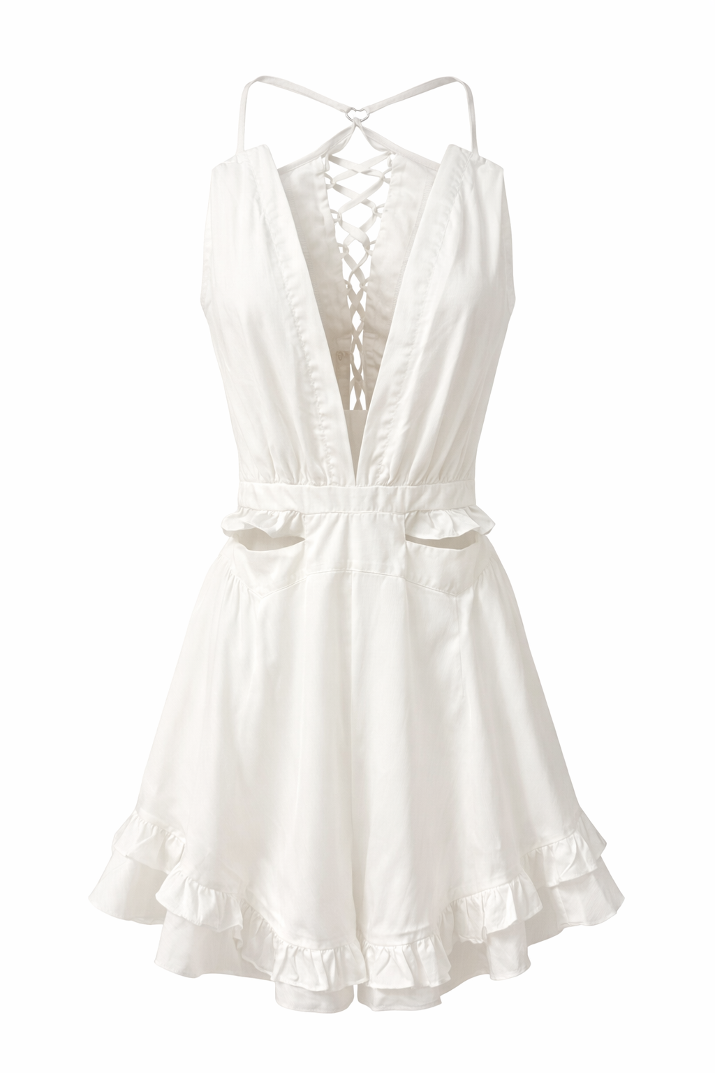 Lace-Back Ruffle Dress