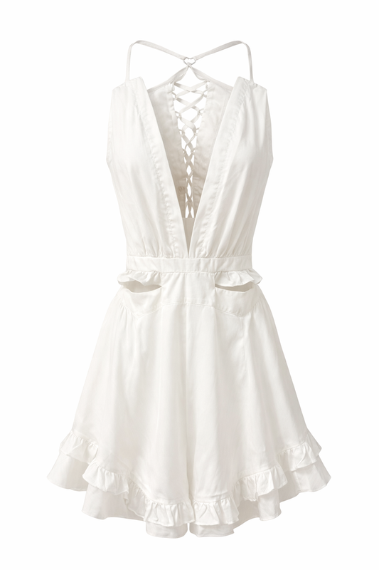 Lace-Back Ruffle Dress