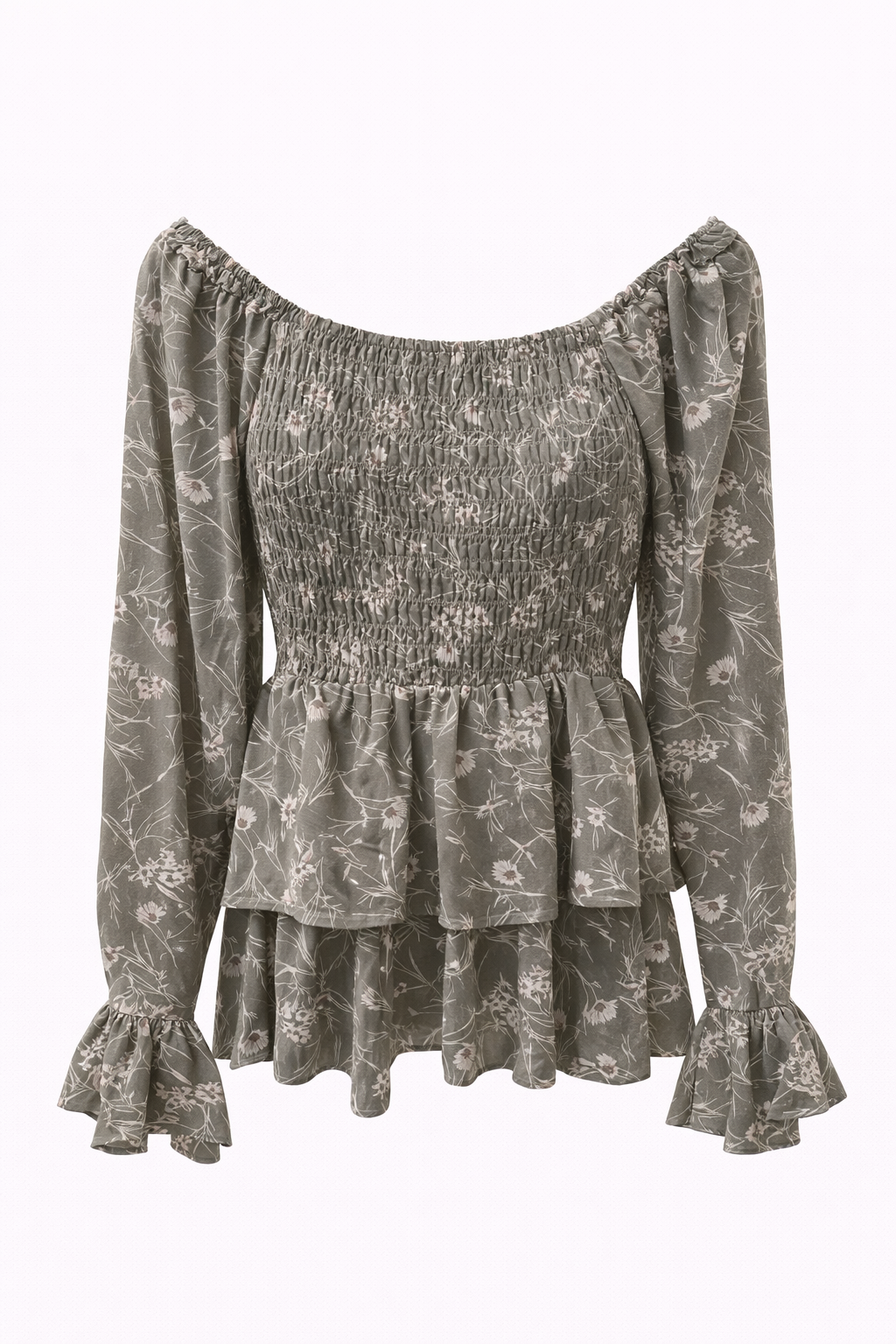 Chiffon Olive Smock Top