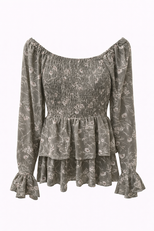 Chiffon Olive Smock Top