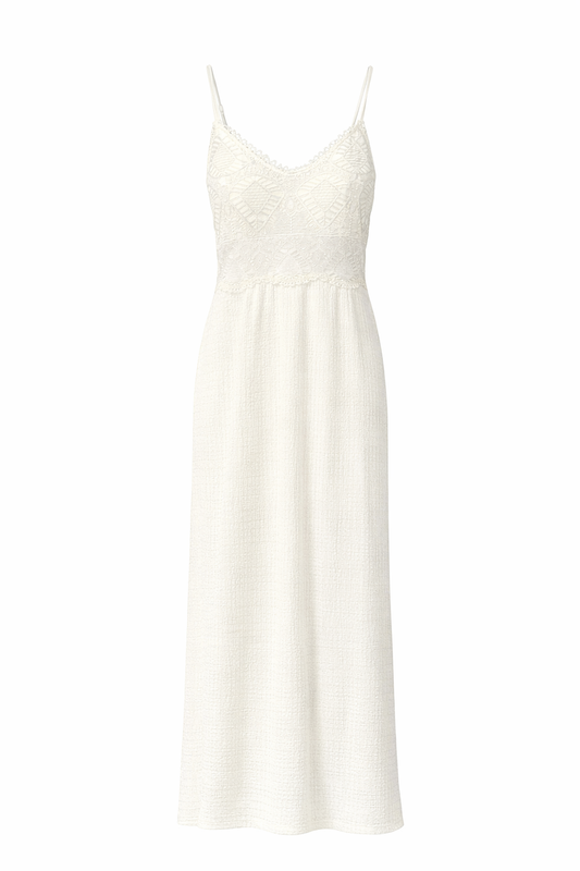 Cream Textured Lace Dress
