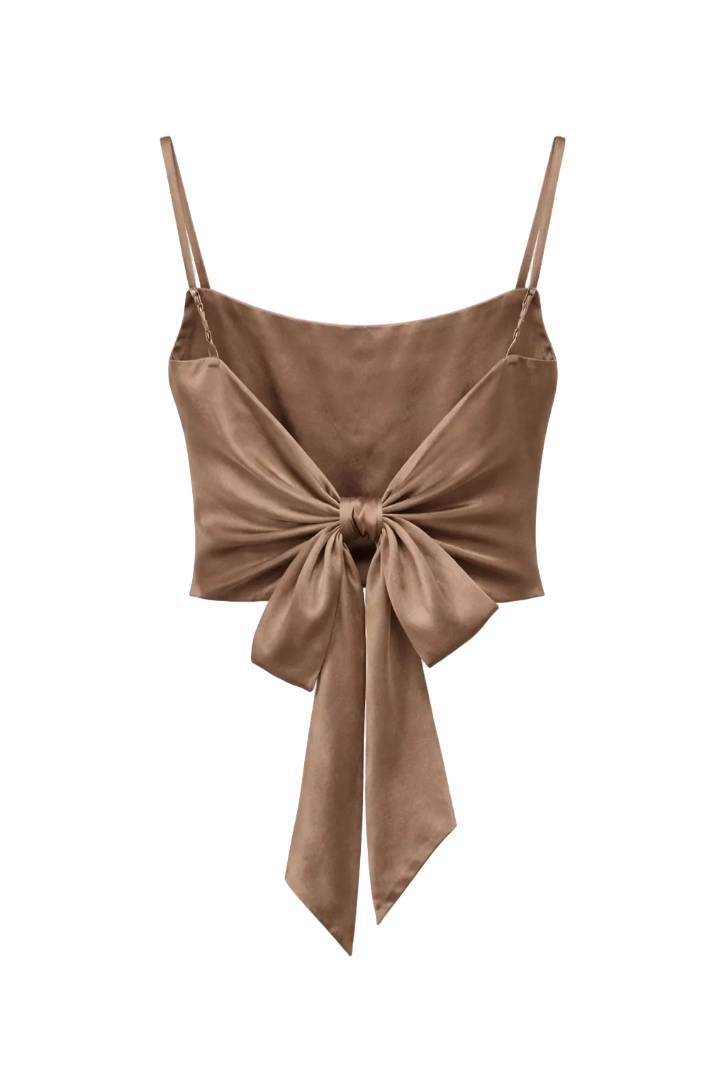 Brown Silk Tie Back Top