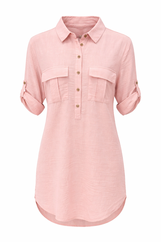 Tunic Pocket Button Mini Dress