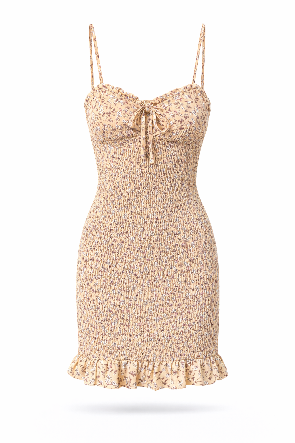 Peach Floral Smock Mini Dress