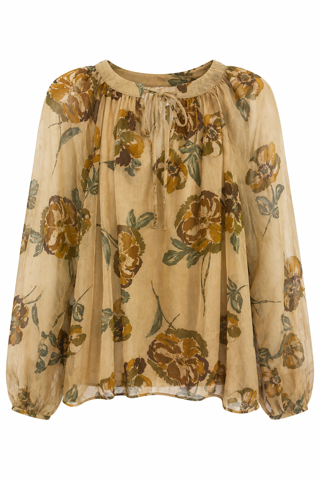 Floral Tie Neck Blouse