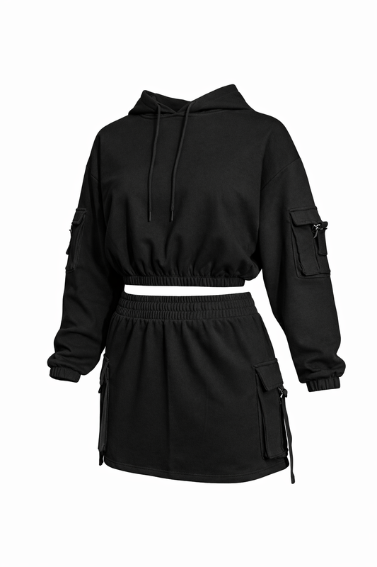 Cargo Hoodie Skort Set