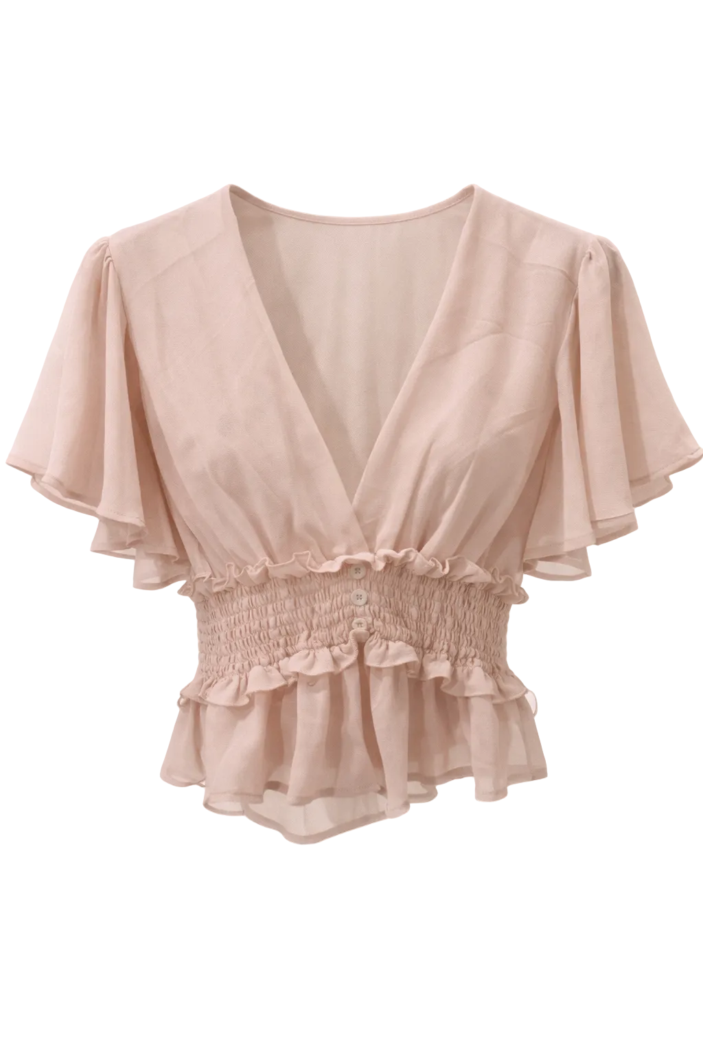Nude Chiffon Smock Top