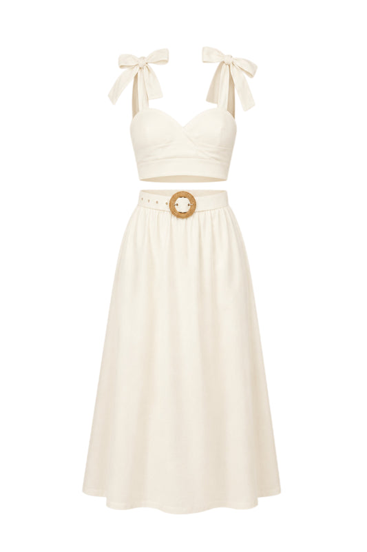 Linen Skirt + Belt Set