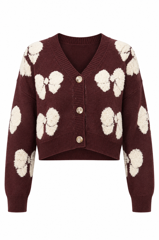Bow Knit Button Sweater