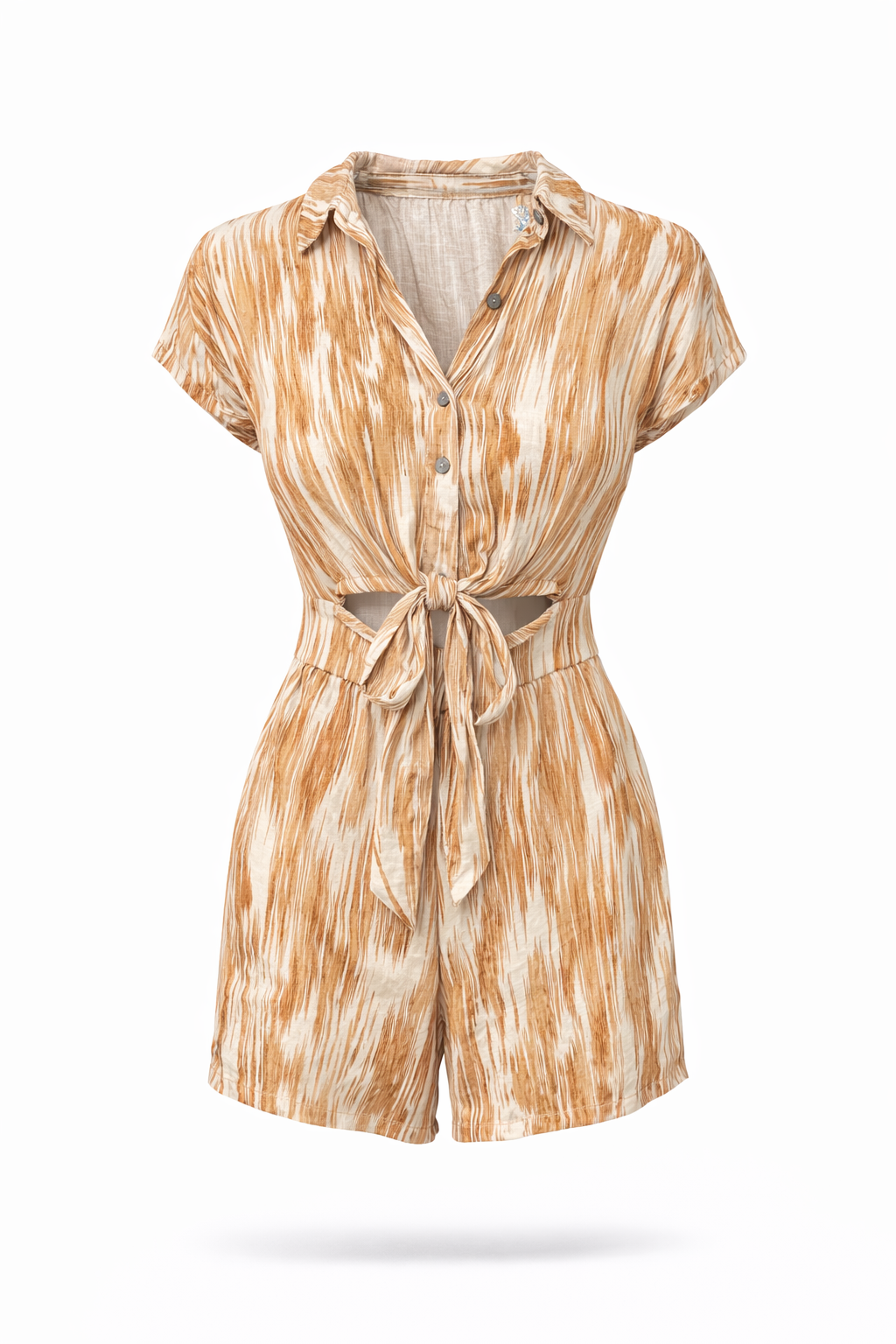 Multi Color Brush Stroke Tie Romper