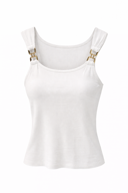 Gold Strap Chain Ribbed Tank
