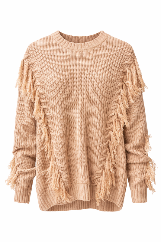 Fringe Braid Knit Sweater