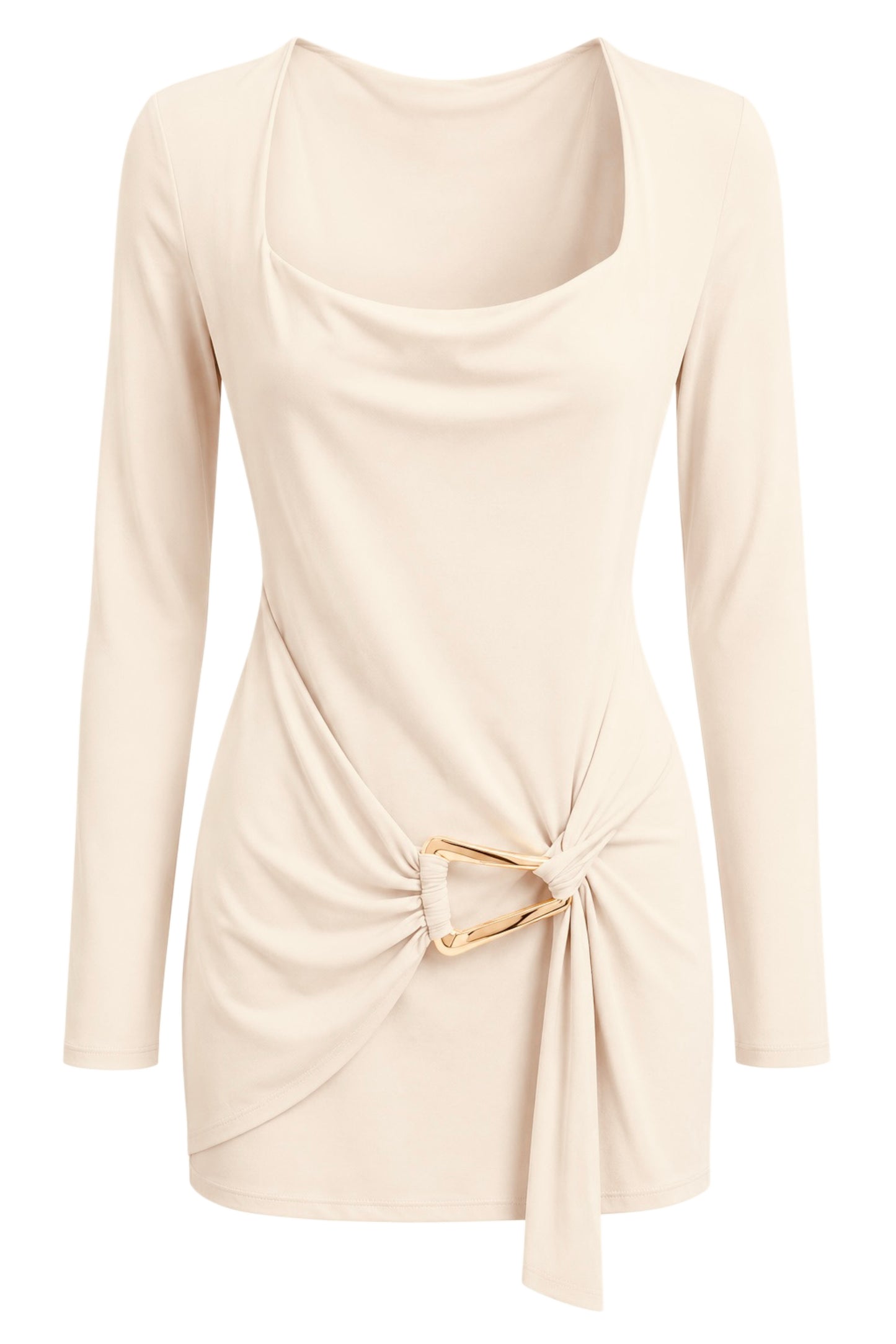 Gold Accent Tie Mini Dress