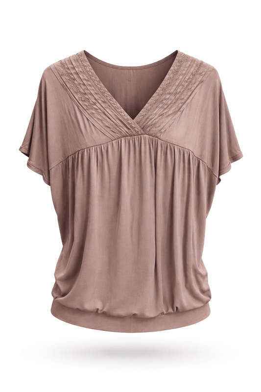Taupe Silk Lace Blouse