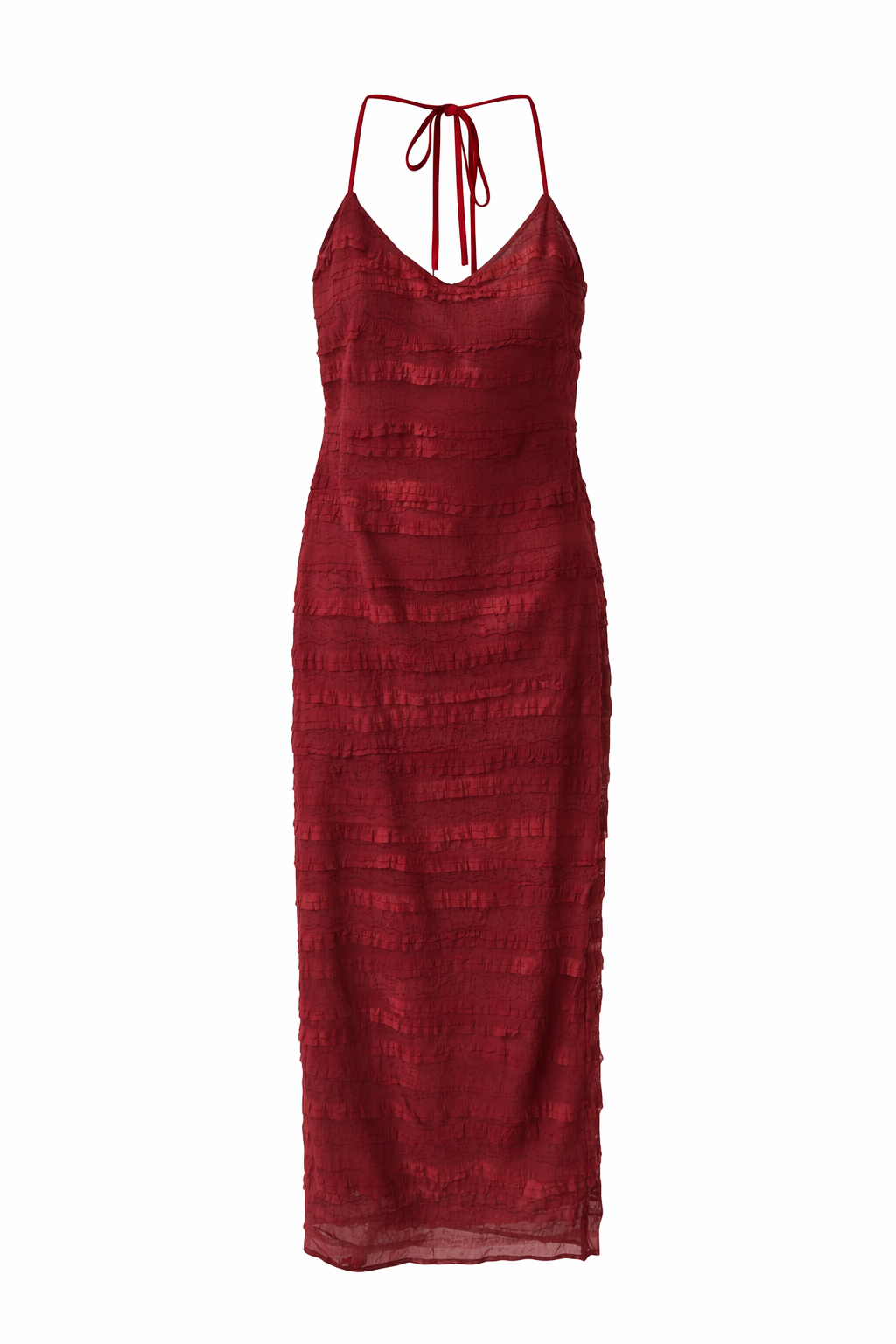 Lace Open Back Tie Midi Dress