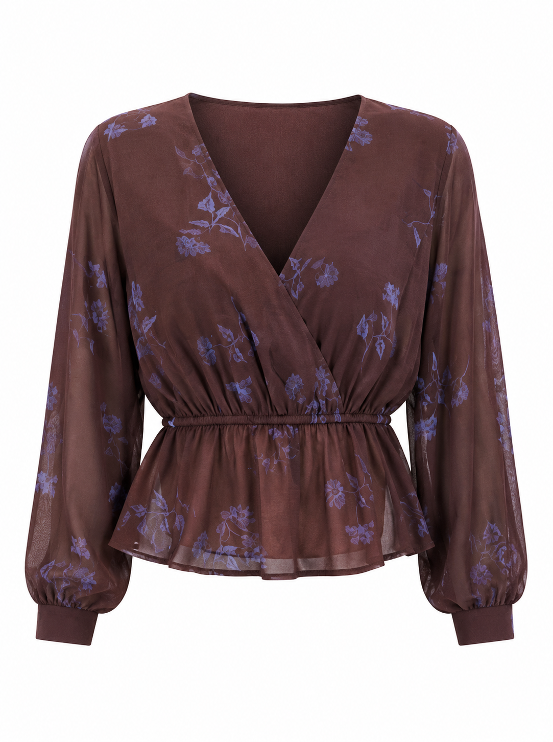 Floral Print Waist Scrunch 3/4 Sleeve Top