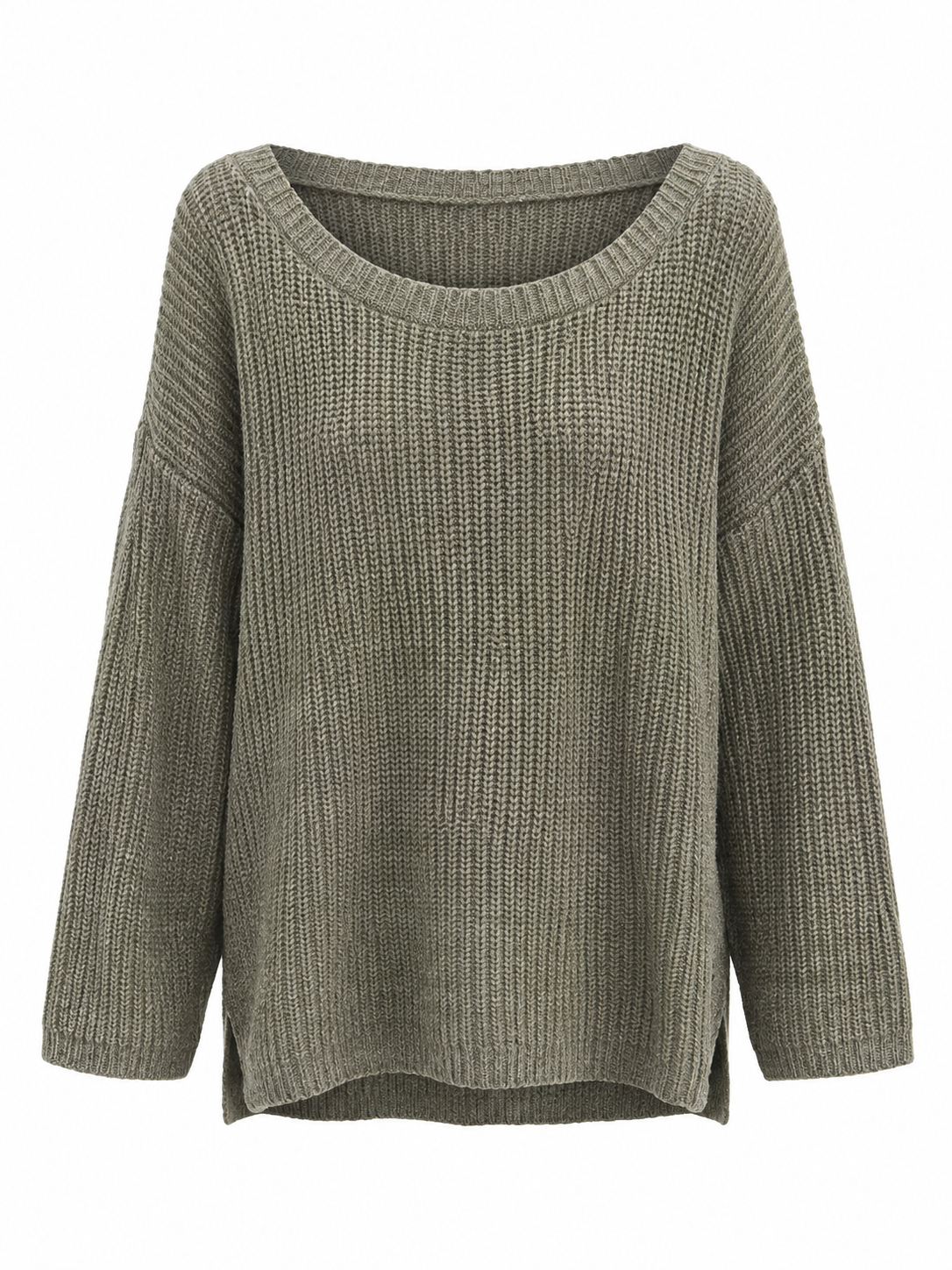 Olive Knit Twist Back Sweater