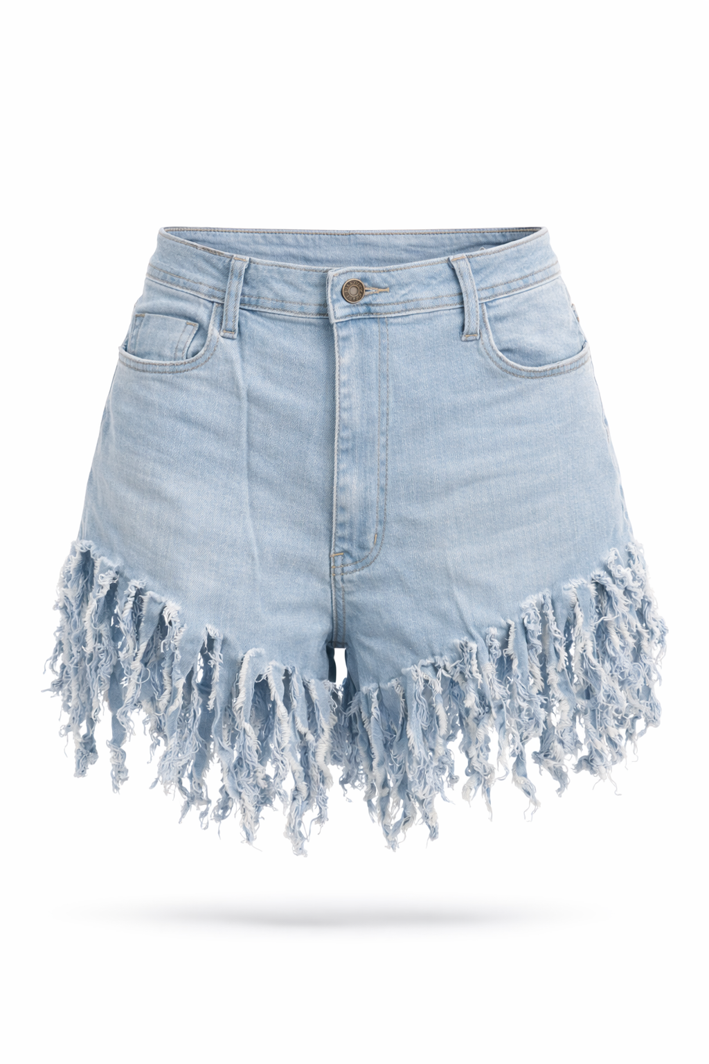 Distressed Fringe Stretch Shorts