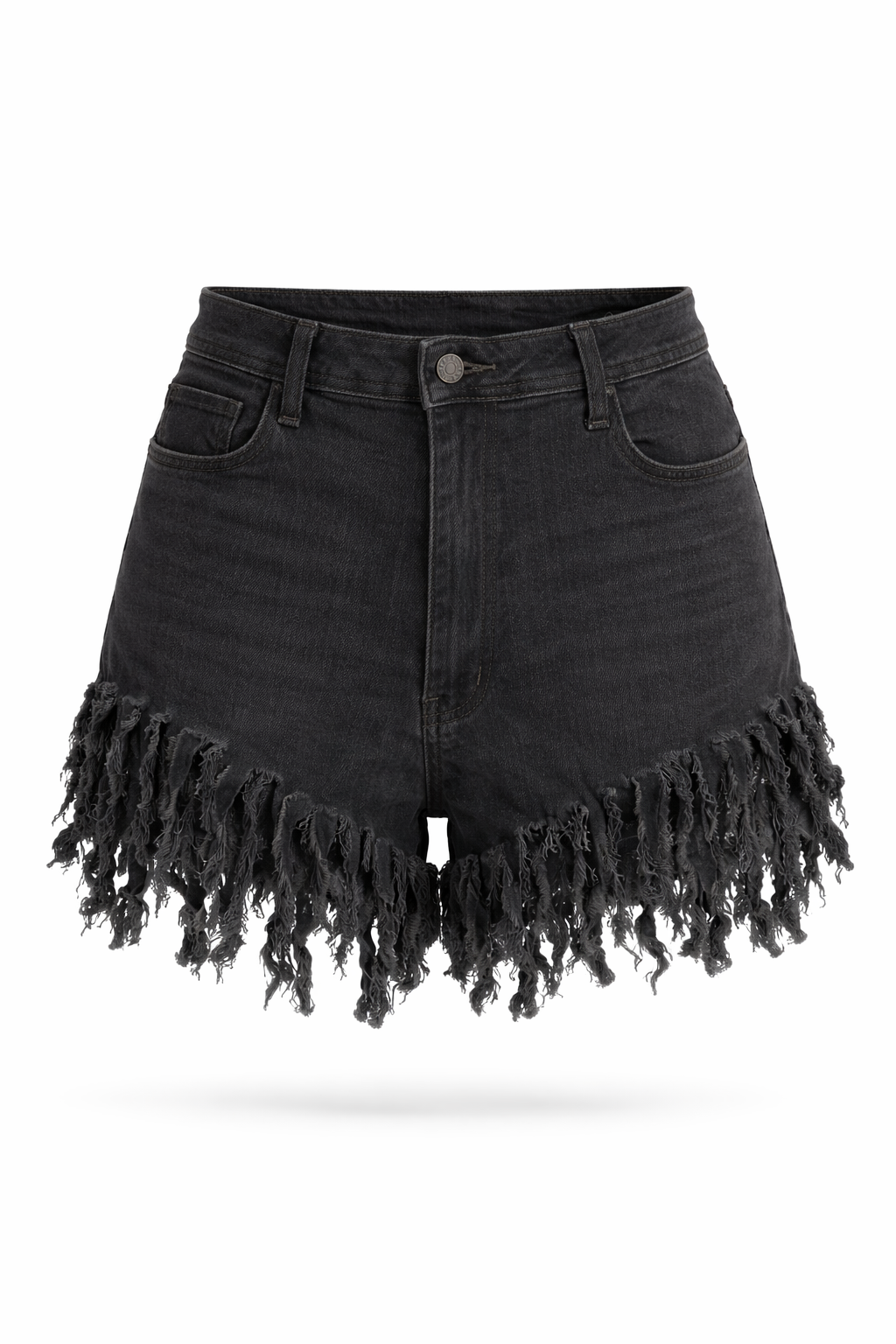 Distressed Fringe Stretch Shorts