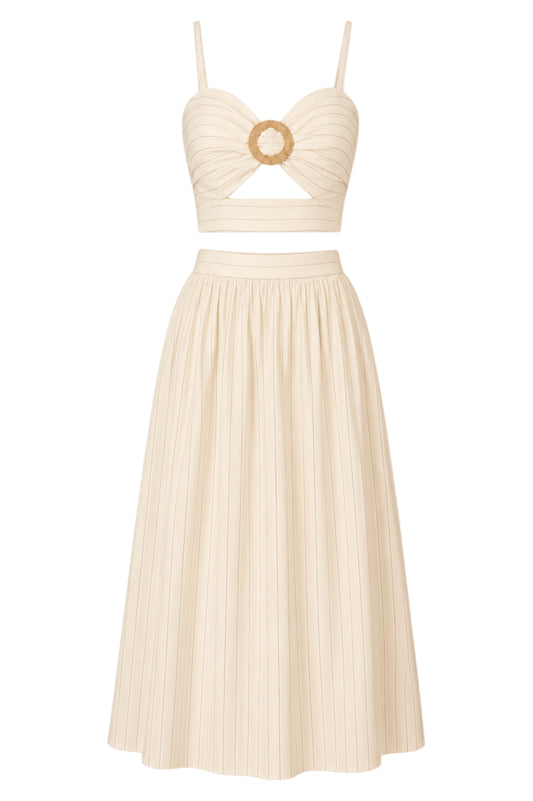 Striped Linen Skirt Set