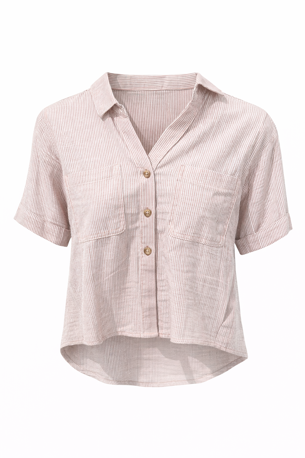 Stripe Cargo Button Crop