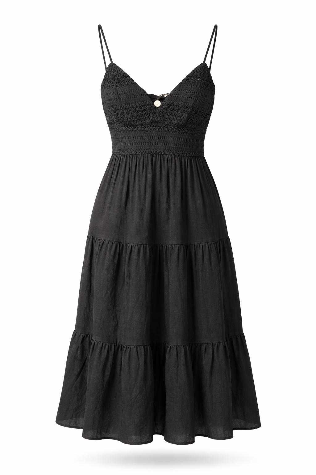 Crochet Linen Tier Maxi Dress