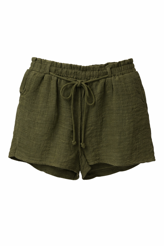 Crepe Linen Rope Tie Shorts