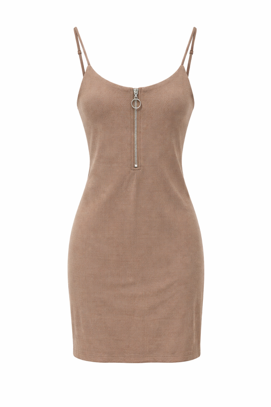 Ribbed Zipper Tank Mini Dress