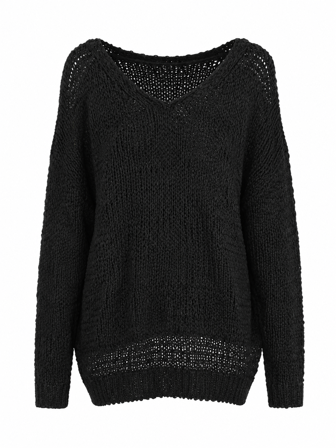Black Knit High Low Sweater