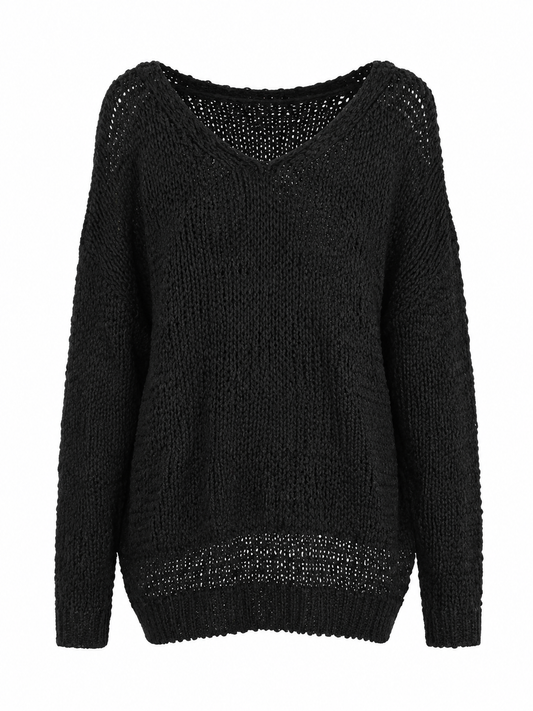 Black Knit High Low Sweater