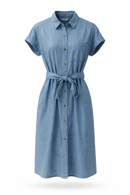Denim Button Tie Dress