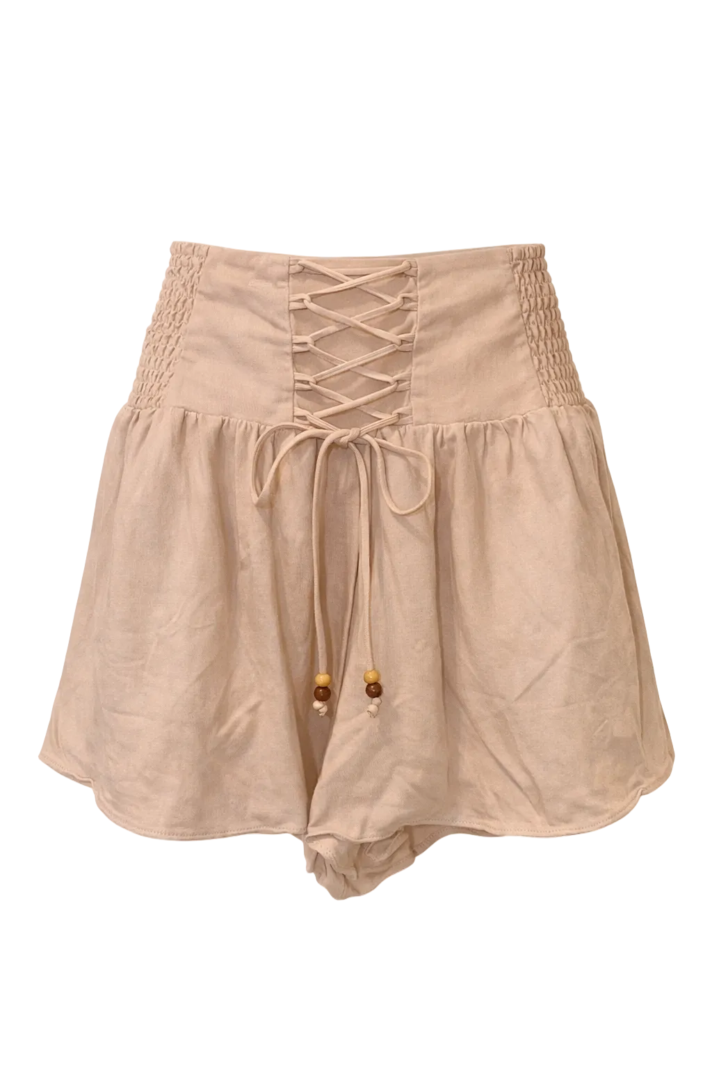 Lace Up Linen Scrunch Shorts