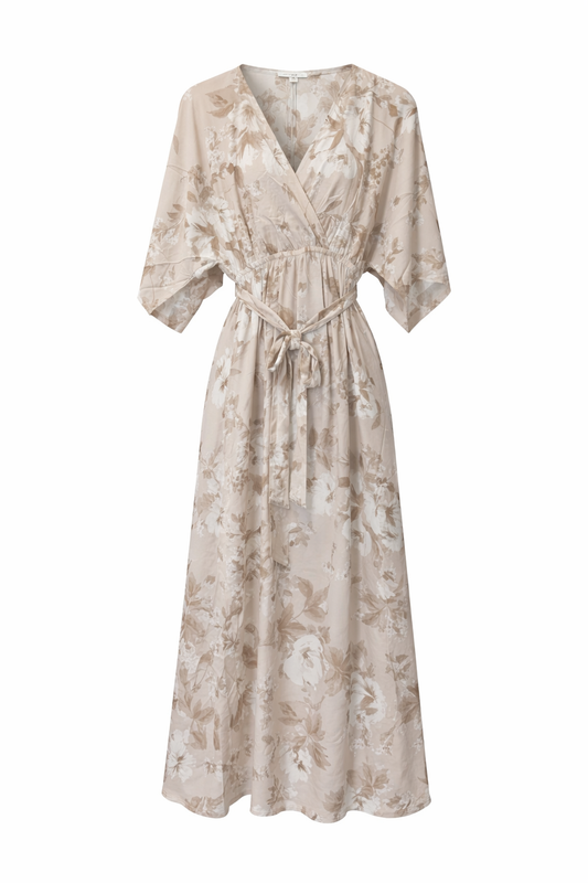 Floral Silk Tie Maxi Dress
