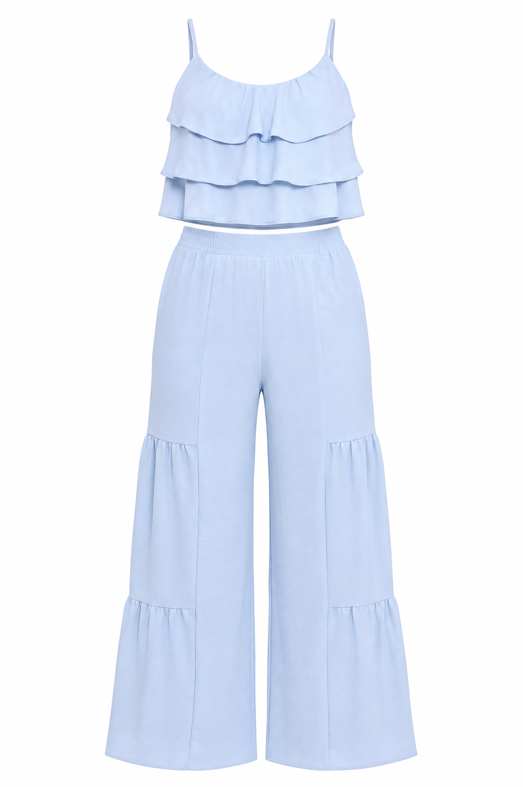 Ruffle Smock Top Two Piece Pants Set