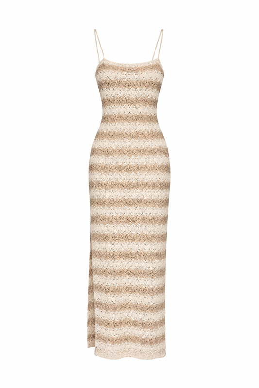 Crochet Zigzag Tie Back Midi Dress