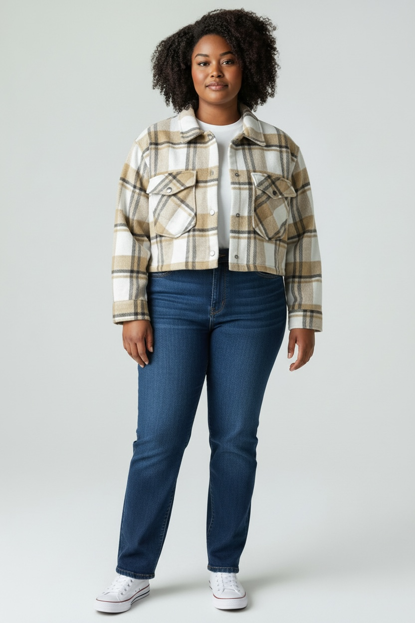 Crop Plaid Shacket