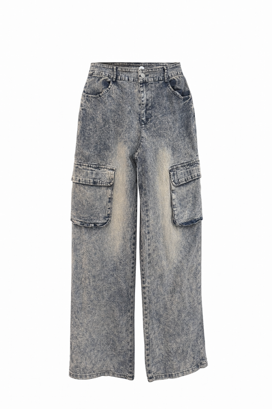 Acid Wash Cargo Jeans