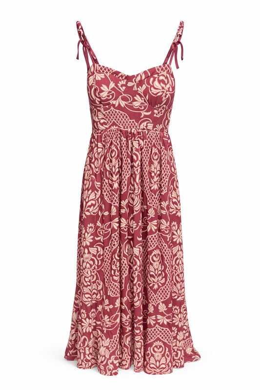 Magenta Victorian Print Maxi Dress