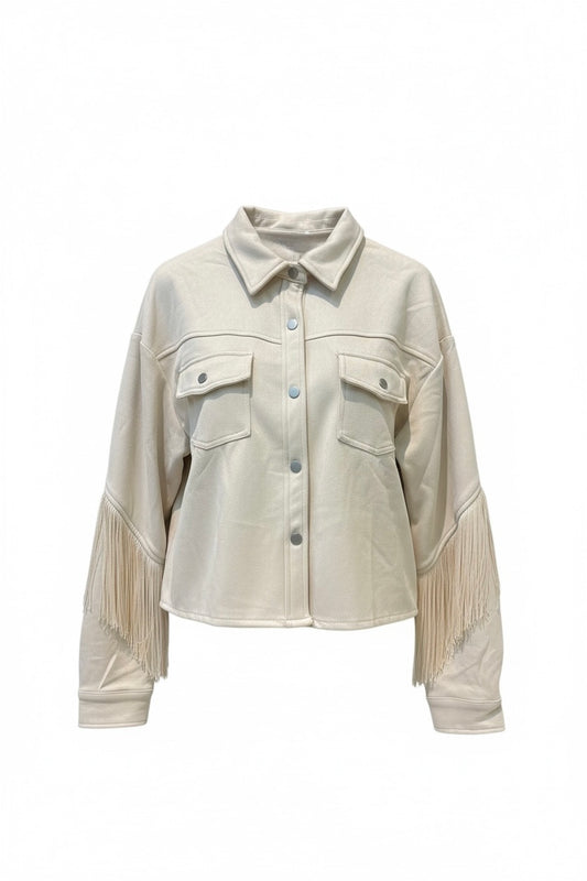 Cream Suede Fringe Jacket