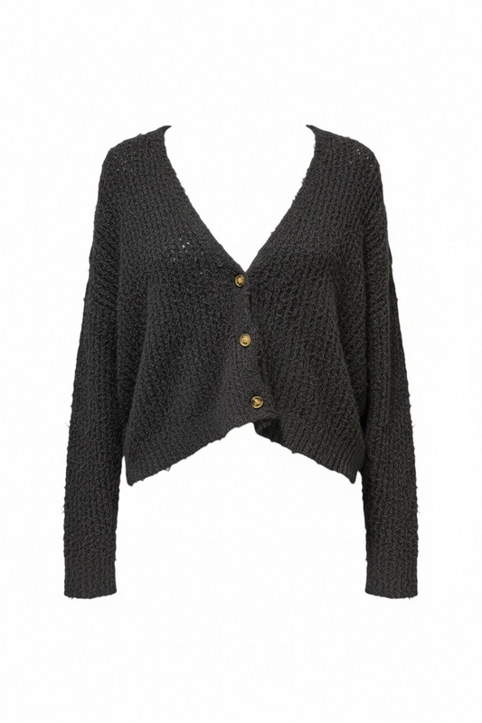 Fuzzy Button Sweater