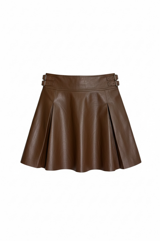 Brown Leather Mini Skirt
