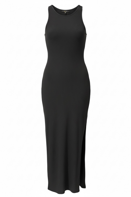 Ribbed Slit Maxi Dress