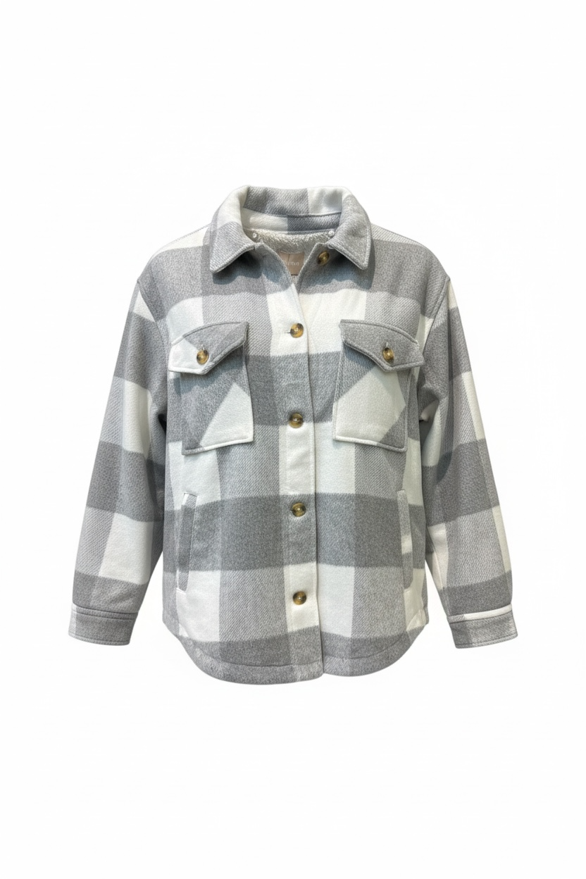 Thick Fur Plaid Button Shacket